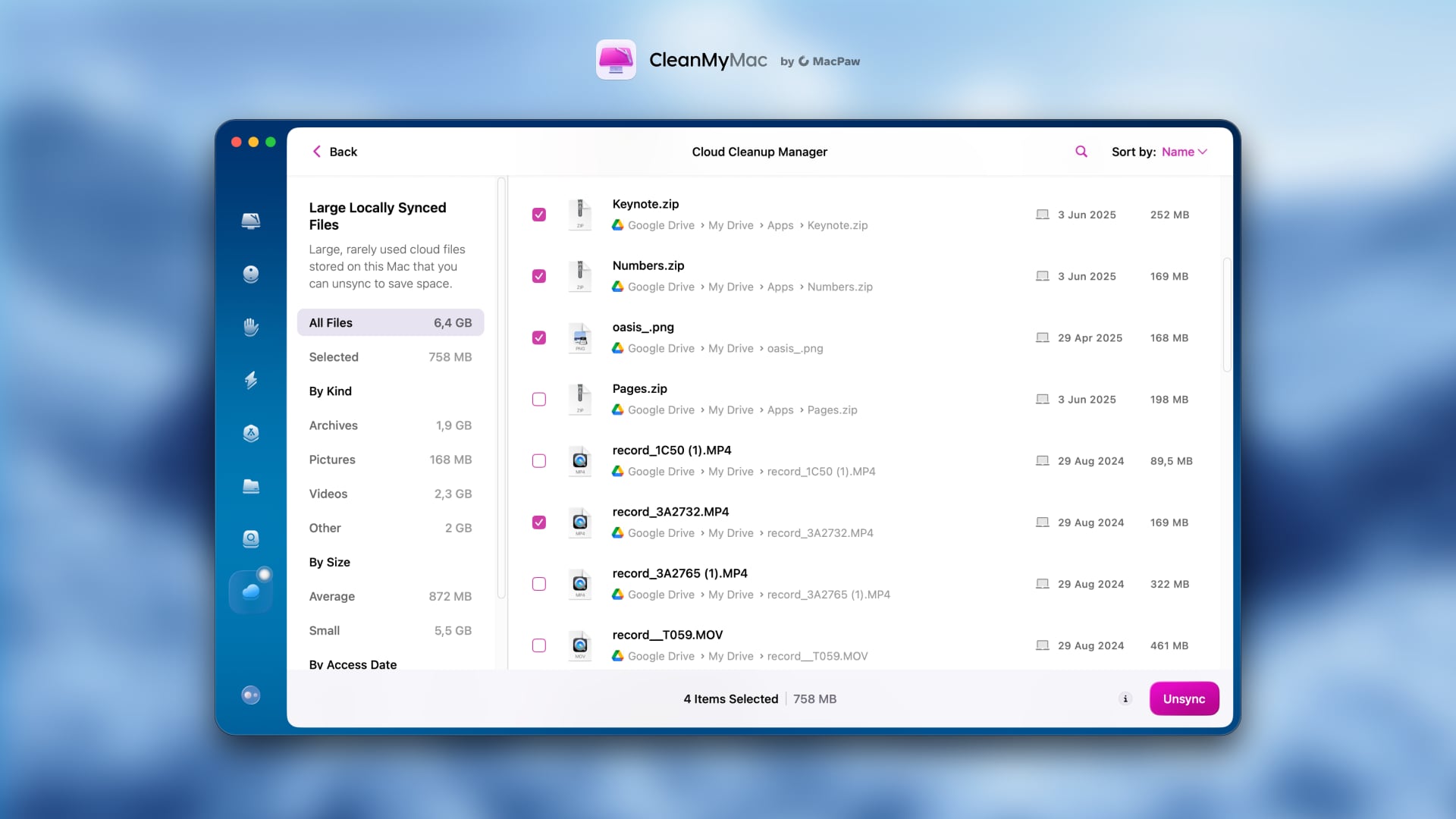 CleanMyMac Cloud Cleanup - Entfernen Sie unnötigen Inhalt CleanMyMac Cloud Cleanup - Entfernen Sie unnötigen Inhalt
