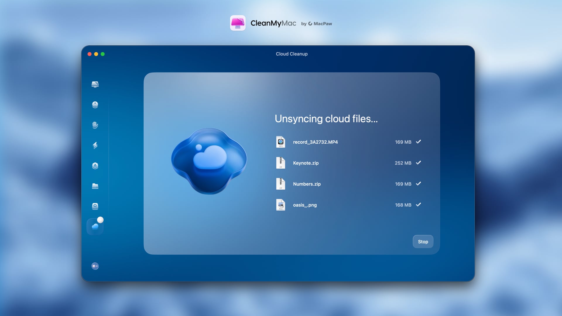 CleanMyMac Cloud Cleanup - Arbeiten mit Dateien CleanMyMac Cloud Cleanup - Arbeiten mit Dateien