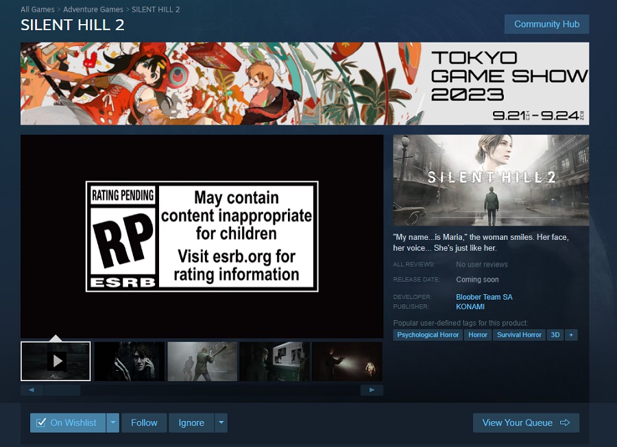 Eine neue Präsentation des Silent Hill 2-Remakes wird auf der Tokyo Game Show 2023 stattfinden, wie aus Informationen auf der Steam-Seite des Spiels hervorgeht-2 Eine neue Präsentation des Silent Hill 2-Remakes wird auf der Tokyo Game Show 2023 stattfinden, wie aus Informationen auf der Steam-Seite des Spiels hervorgeht-2