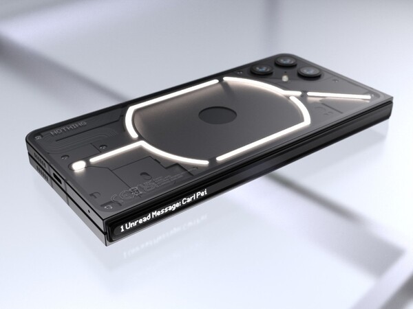 Flexibler Bildschirm des Nothing Fold (1) Smartphones mit einem einzigartigen Scharnier Flexibler Bildschirm des Nothing Fold (1) Smartphones mit einem einzigartigen Scharnier