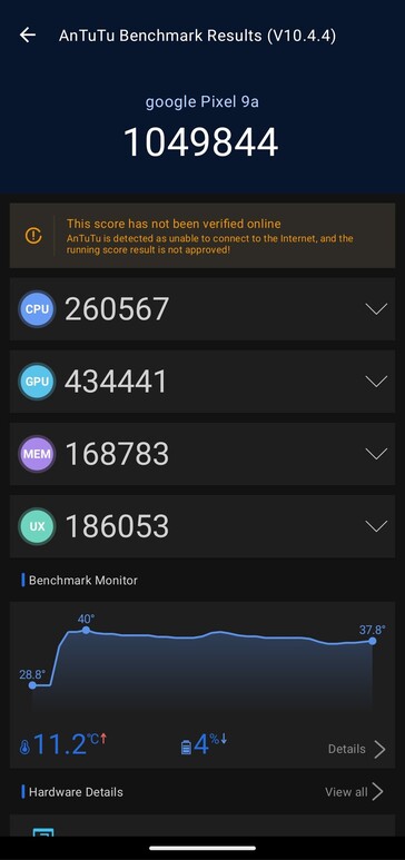 AnTuTu-Testergebnisse für das Pixel 9a AnTuTu-Testergebnisse für das Pixel 9a
