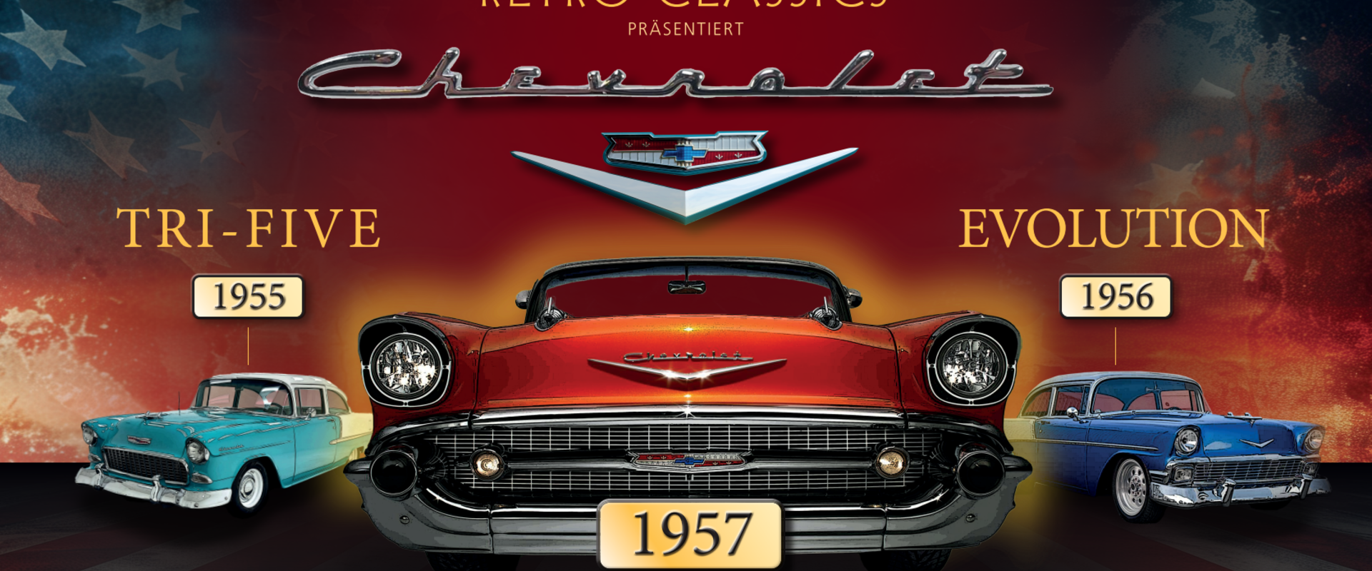 Poster für die Ausstellung "American Way of Drive Plakat der Ausstellung 'American Way of Drive'. Illustration: Retro Classics