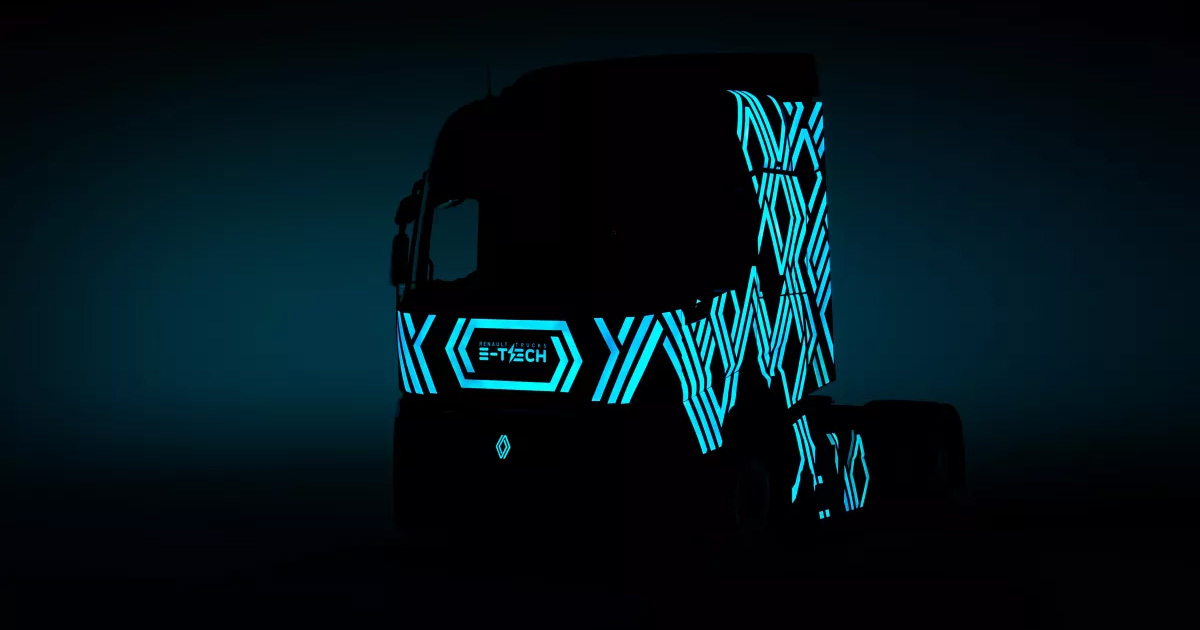 Renault Trucks E-Tech Diamond Echo Lastkraftwagen mit originellem Design auf dem Fahrerhaus