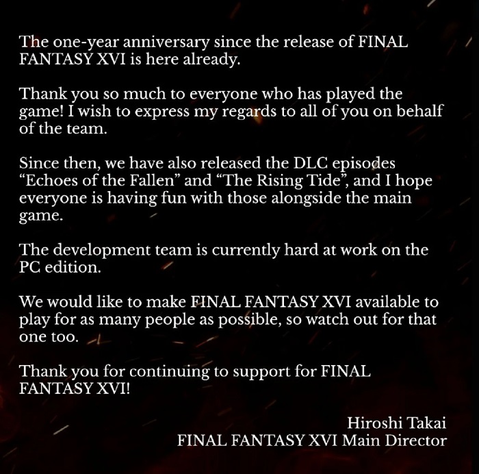 Die Entwickler von Final Fantasy XVI haben eine Portierung des Spiels auf die Xbox angedeutet und an die bevorstehende Veröffentlichung der PC-Version des Actionspiels erinnert-2 Die Entwickler von Final Fantasy XVI haben eine Portierung des Spiels auf die Xbox angedeutet und an die bevorstehende Veröffentlichung der PC-Version des Actionspiels erinnert-2