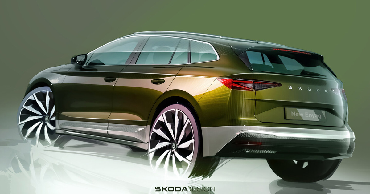 Designskizze des aktualisierten Škoda Enyaq Designskizze des aktualisierten Škoda Enyaq