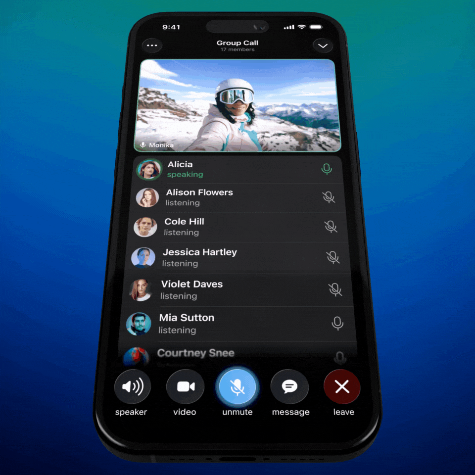 Reaktionen in einem Videochat auf Telegram