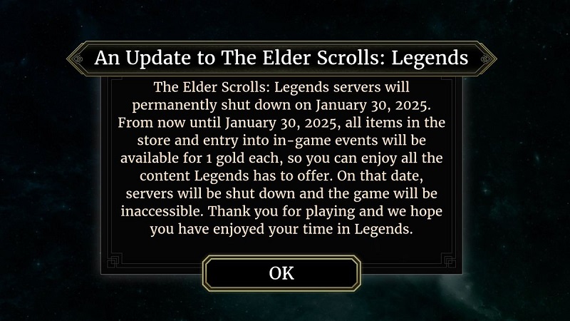 Bethesda gesteht seine Niederlage ein: Die Server des The Elder Scrolls: Legends-Kartenspiel-Server werden abgeschaltet-2 Bethesda gesteht seine Niederlage ein: Die Server des The Elder Scrolls: Legends-Kartenspiel-Server werden abgeschaltet-2