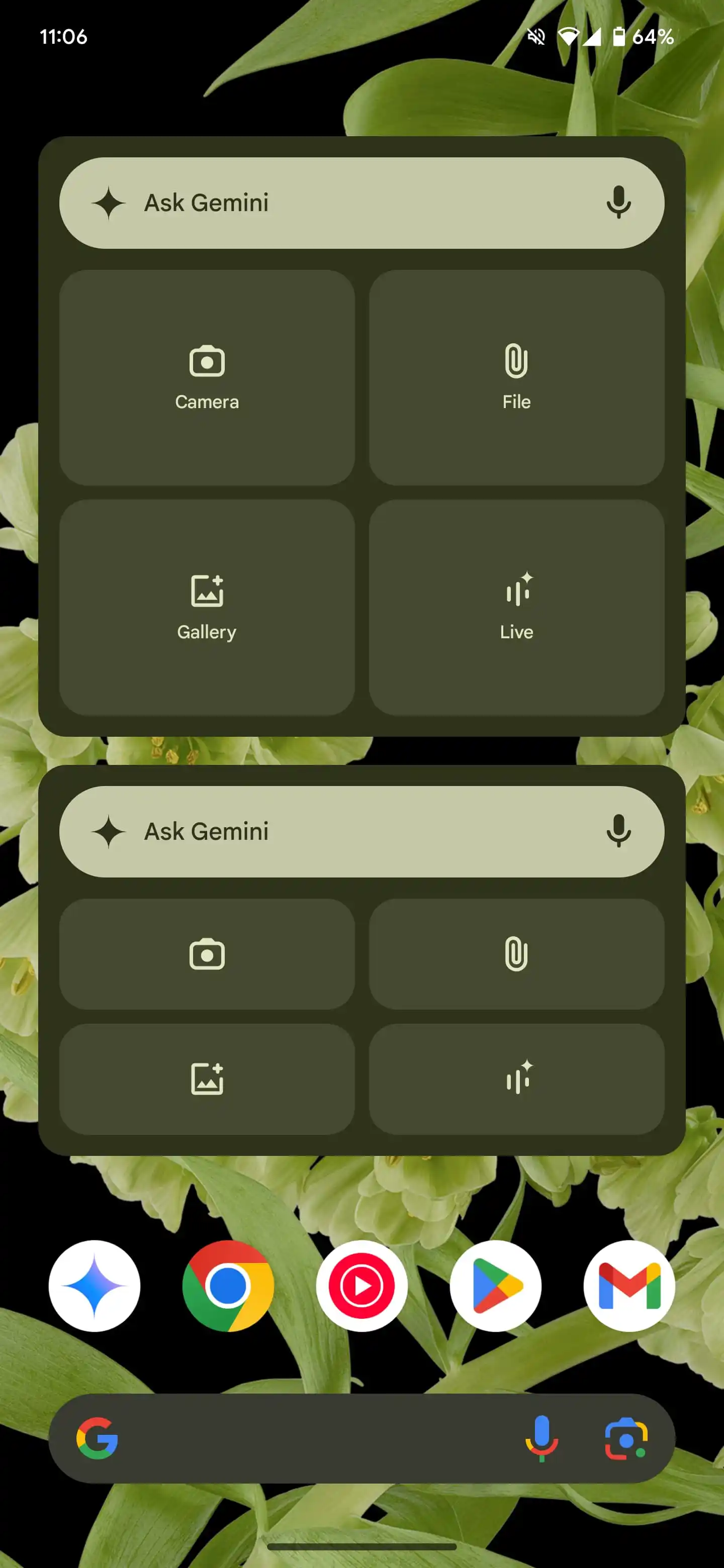 Gemini-Widget auf Android, Schnittstelle