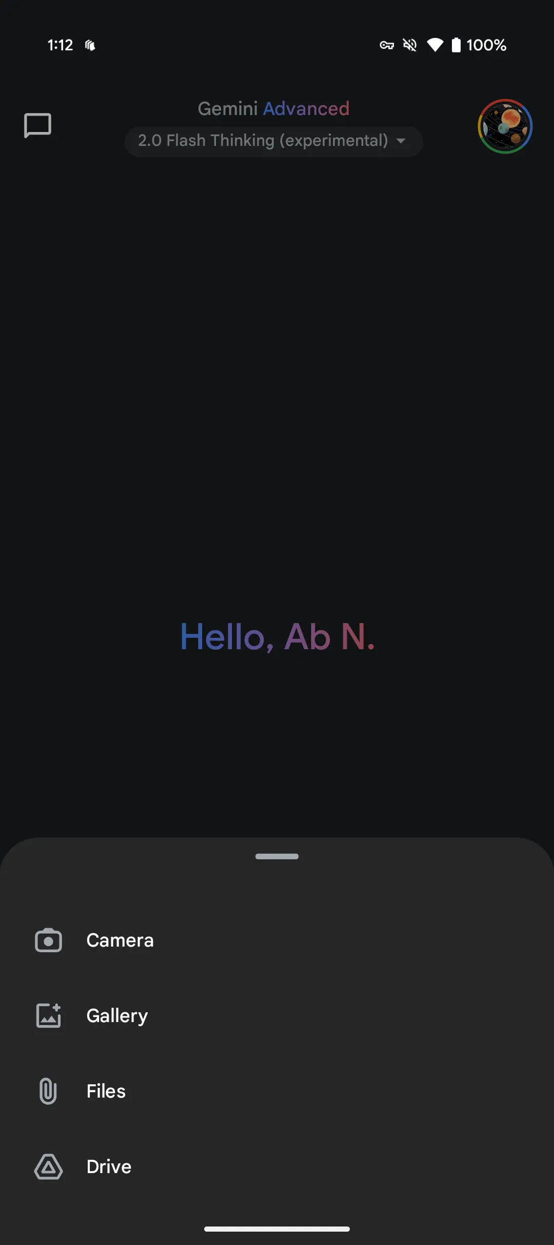 Das alte "Plus"-Menü in der Gemini-App
