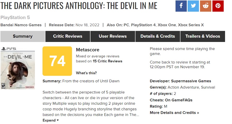 Maniac Hotel hat seine Türen geöffnet: das Horrorspiel The Dark Pictures: The Devil In Me ist erschienen. Die Kritiker haben das Spiel mit gedämpften Kritiken begrüßt-2