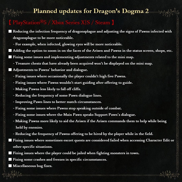 Die Entwickler von Dragon's Dogma II enthüllen Details zum nächsten Patch: Spielfiguren werden intelligenter und gesünder-2 Die Entwickler von Dragon's Dogma II enthüllen Details zum nächsten Patch: Spielfiguren werden intelligenter und gesünder-2
