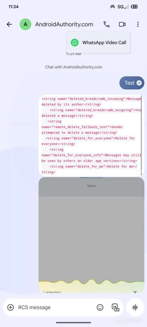 Videoanruf über WhatsApp an Google Messages Videoanruf über WhatsApp an Google Messages