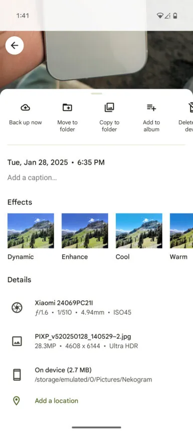 Google Fotos Ultra HDR-Bild