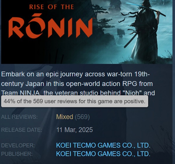 Screenshot aus dem Actionspiel Rise of the Ronin