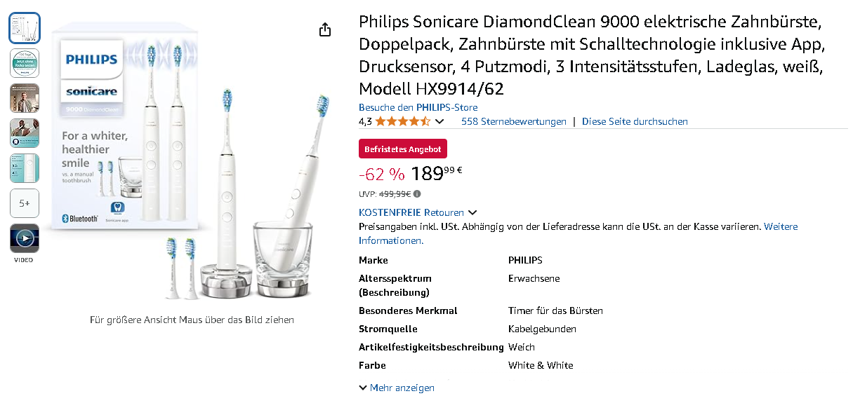 Screenshot der DiamondClean 9000 Philips Sonicare DiamondClean 9000 Screenshot