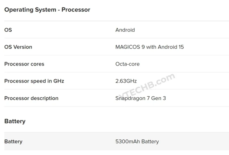Honor 400 Technische Daten
