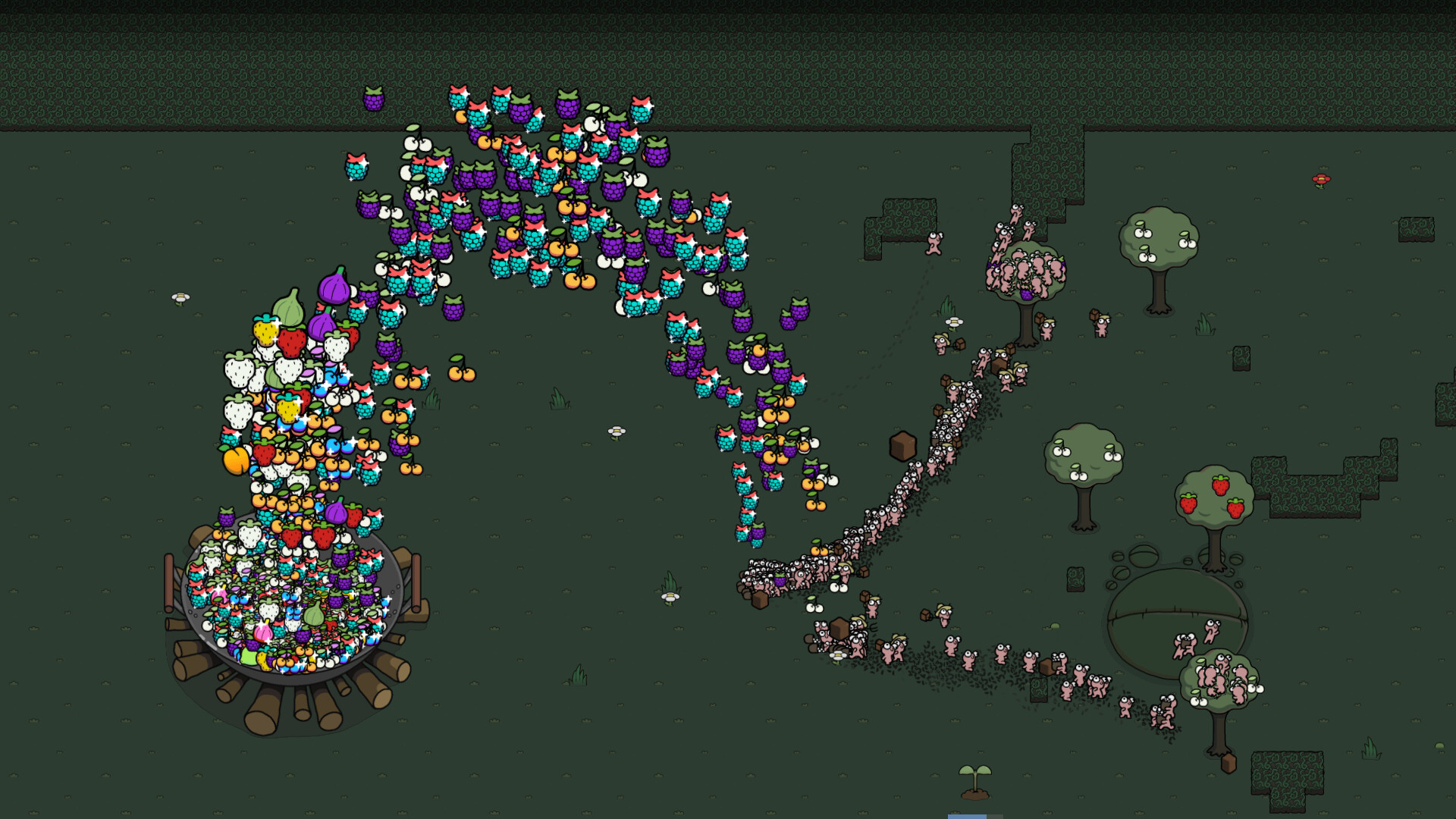 Screenshot von Idle Colony, einem Obstsammelspiel Screenshot von Idle Colony, einem Obstsammelspiel
