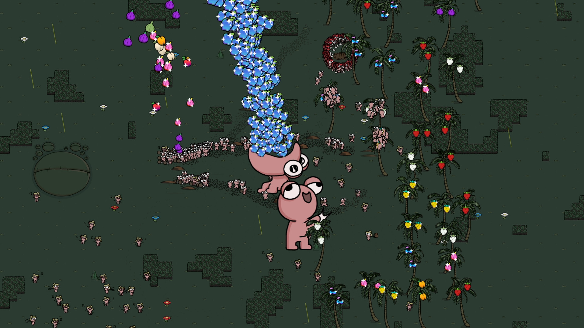 Screenshot des Spiels Idle Colony, Gartenarbeit Screenshot des Spiels Idle Colony, Gartenarbeit