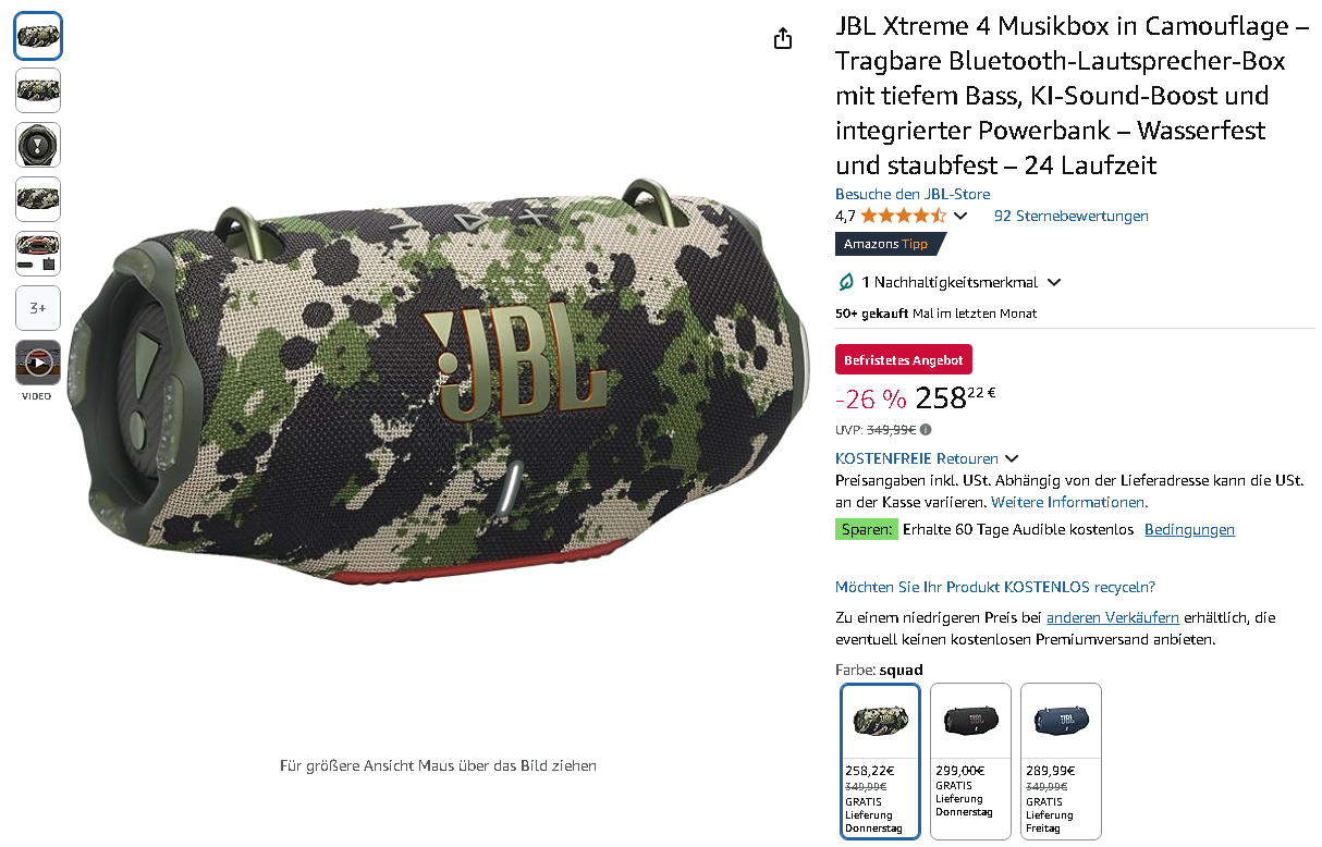 Screenshot der JBL Xtreme 4