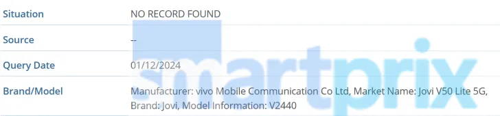 Jovi V50 Lite 5G Smartphone, Modell V2440