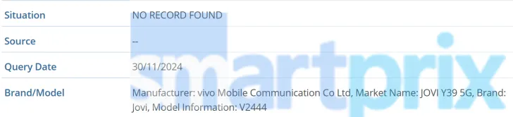 Jovi Y39 5G Smartphone, Modell V2444