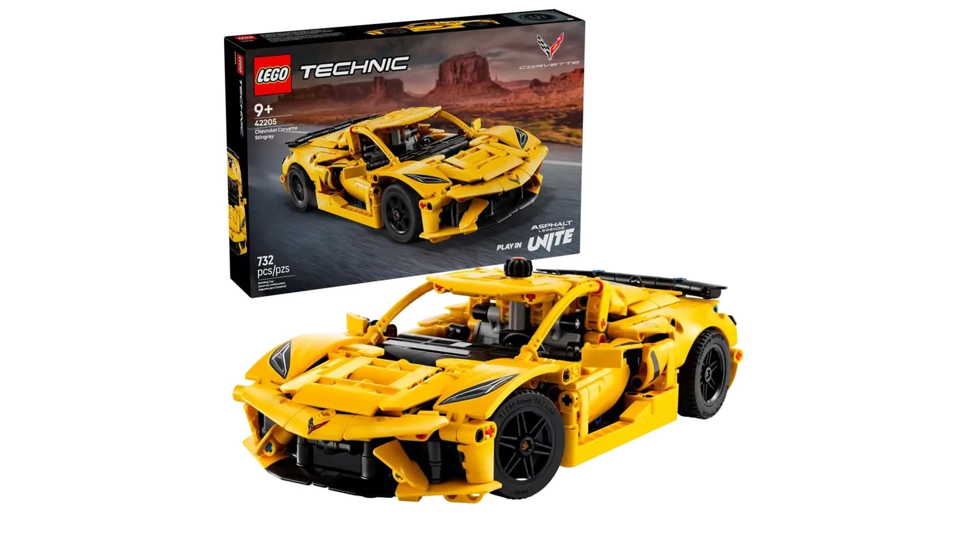 Vorderseite des Lego Technic Corvette Stingray C8 Modells Vorderseite des Lego Technic Corvette Stingray C8 Modells
