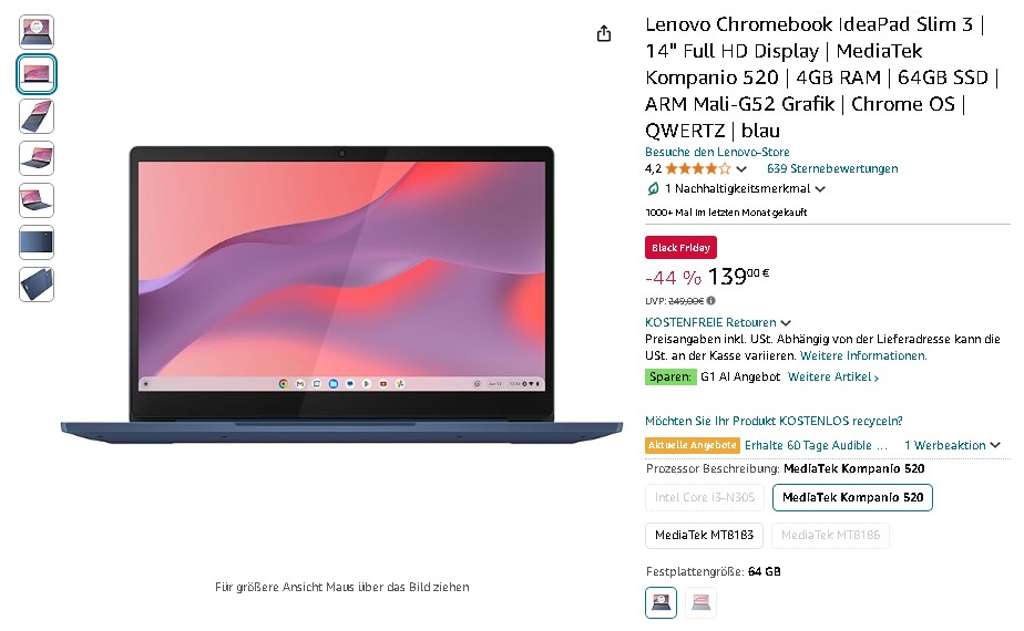 Lenovo Chromebook IdeaPad Slim 3 Screenshot