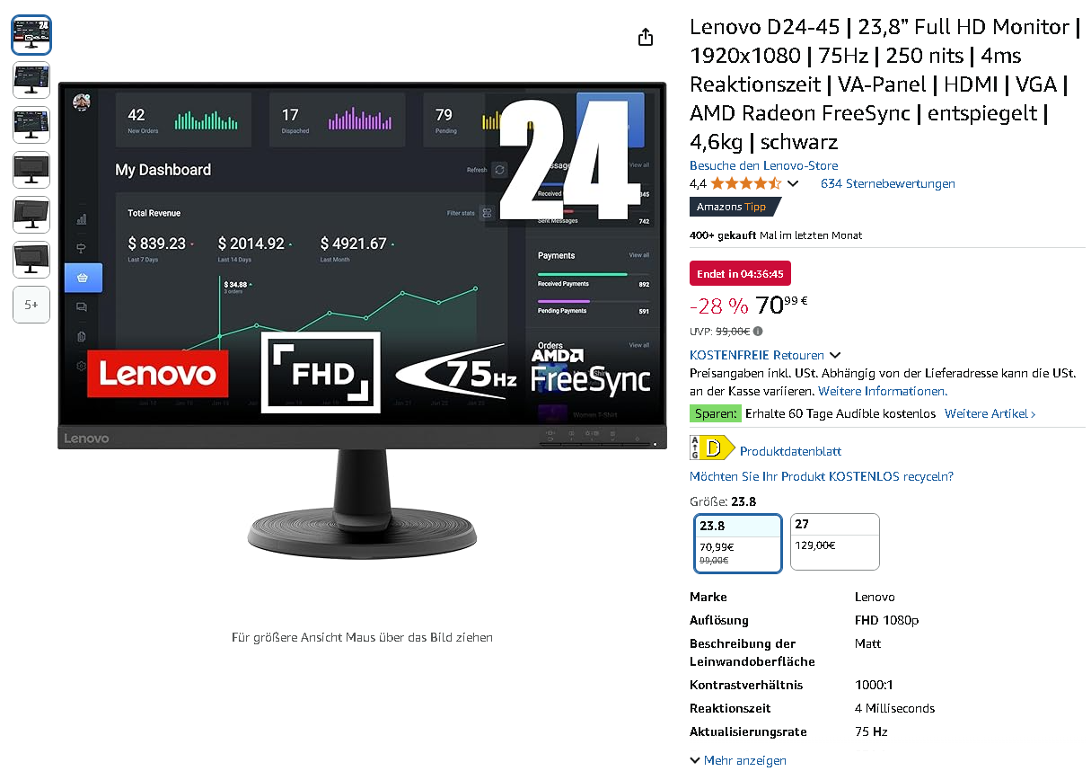 Screenshot der Lenovo D24-45 Übersichtsbild