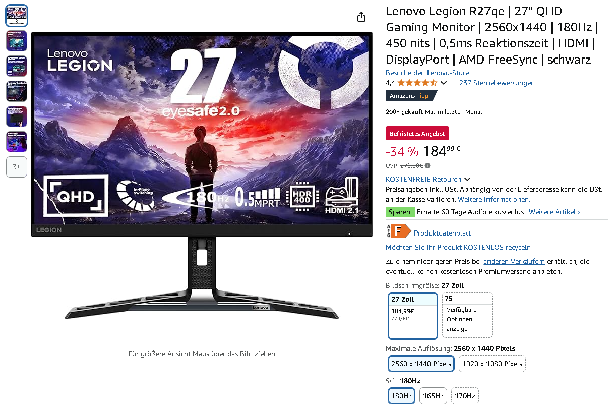 Screenshot der Lenovo Legion R27qe