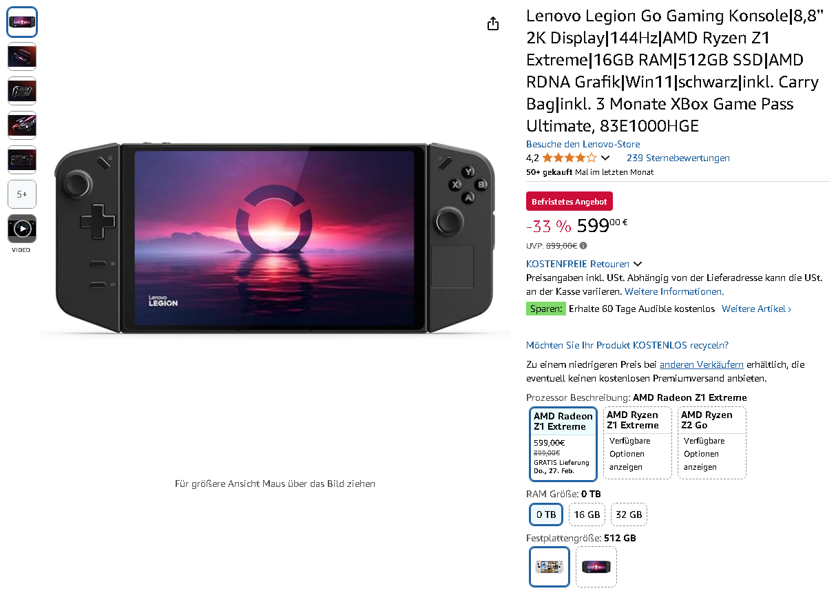 Lenovo Legion Go Gaming-Handheld