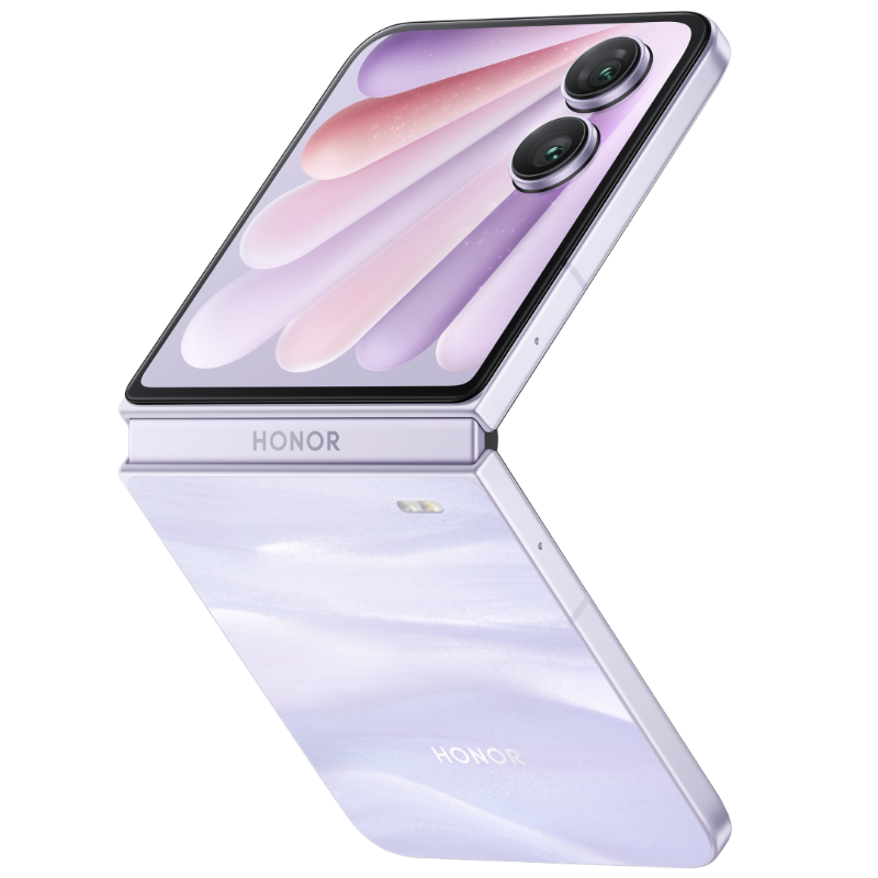 Design des Honor Magic V Flip 2 Smartphones in Lavendel Farbe