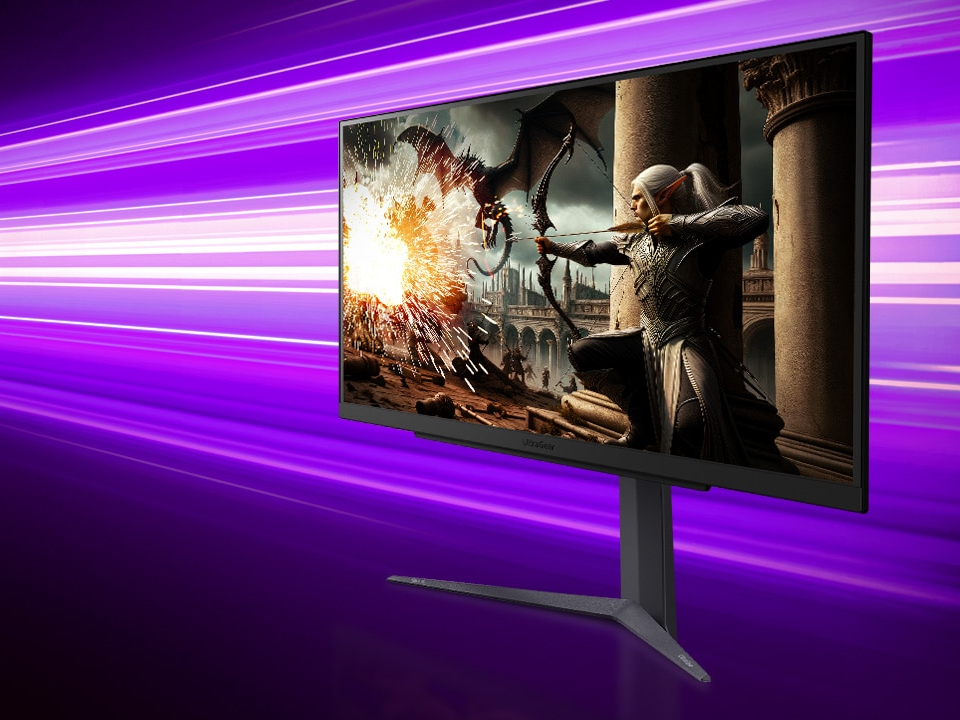 LG UltraGear 32GS75QN-B на фоні ігрового середовища LG UltraGear 32GS75QN-B на фоні ігрового середовища