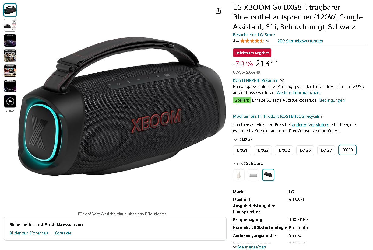 LG XBOOM Go DXG8T Lautsprecher LG XBOOM Go DXG8T Lautsprecher