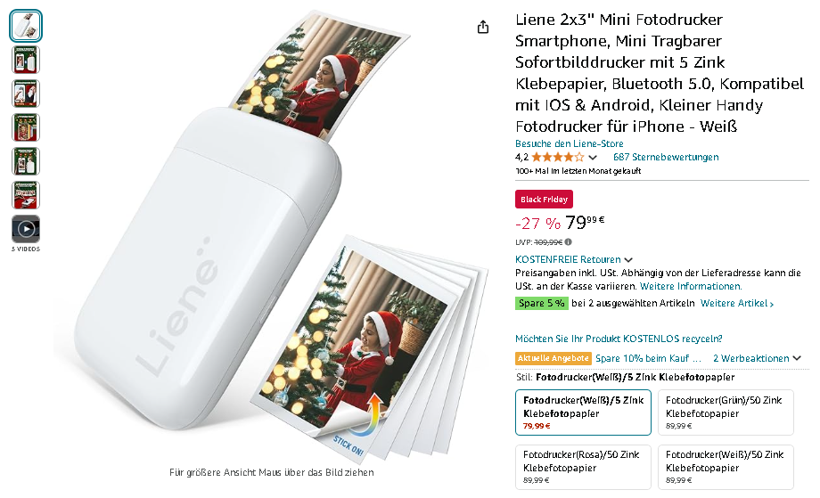 Liene 2x3 Mini Fotodrucker Liene 2x3 Mini Fotodrucker