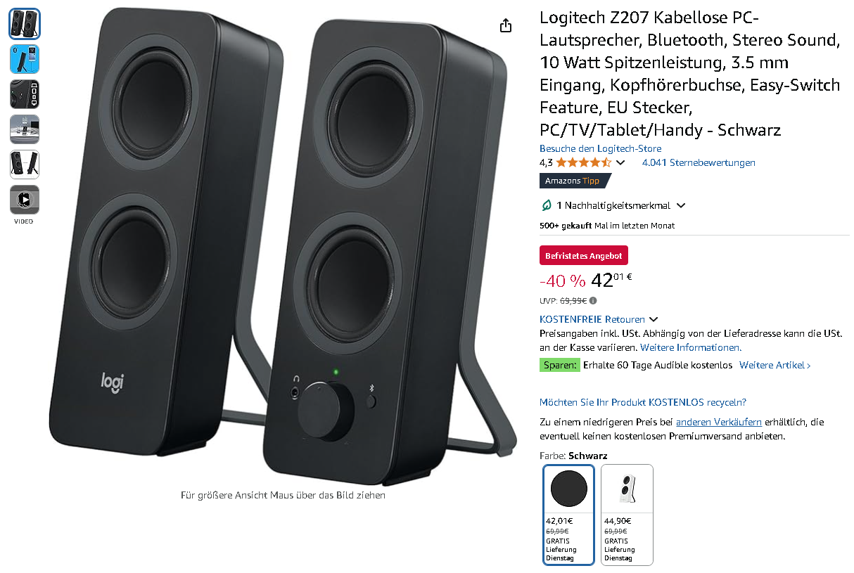 Logitech Z207 Stereo-Lautsprecher