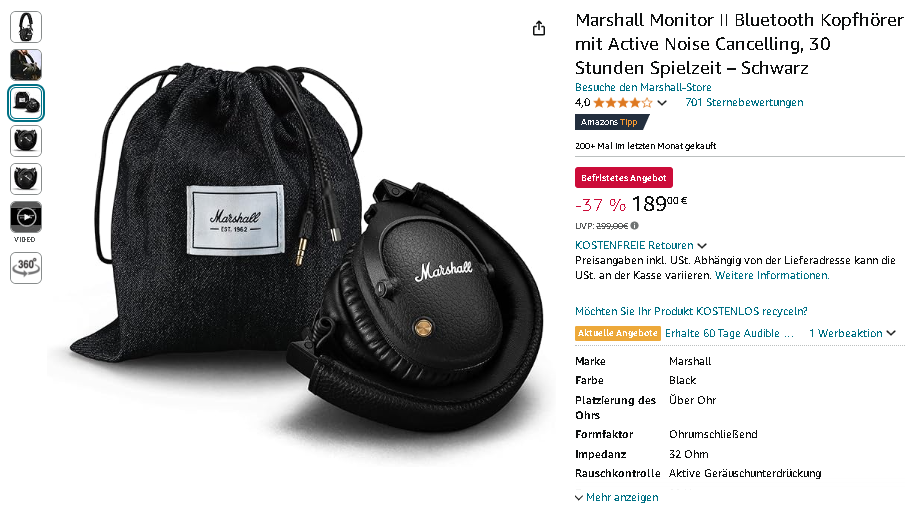 Marshall Monitor II ANC Kopfhörer Marshall Monitor II ANC Kopfhörer