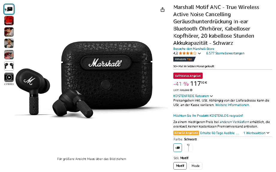 Marshall Motif ANC Kopfhörer Marshall Motif ANC Kopfhörer