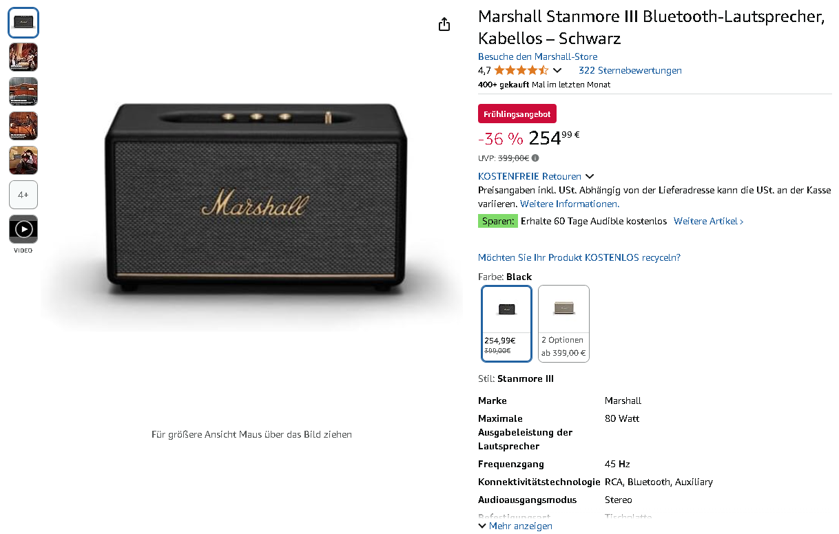 Marshall Stanmore III Lautsprecher