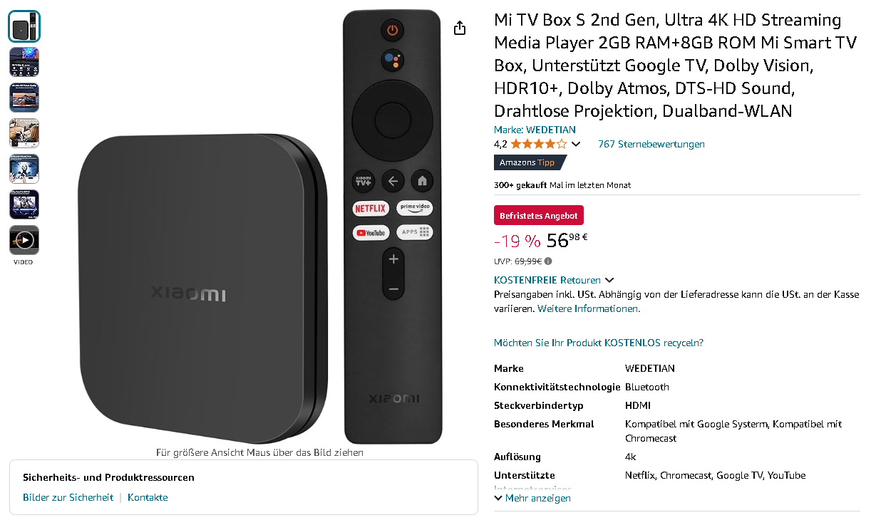 Streaming Box Mi TV Box S 2nd Gen