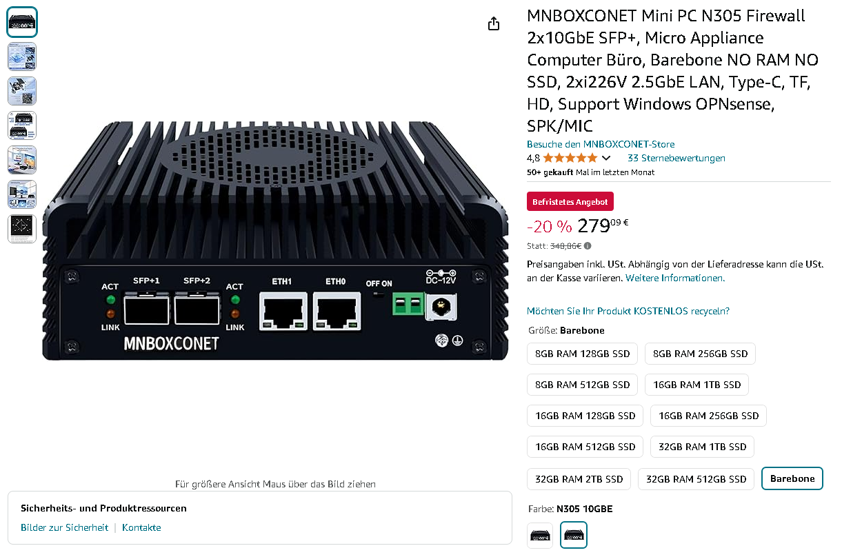 MNBOXCONET N305 Mini PC Screenshot der MNBOXCONET N305