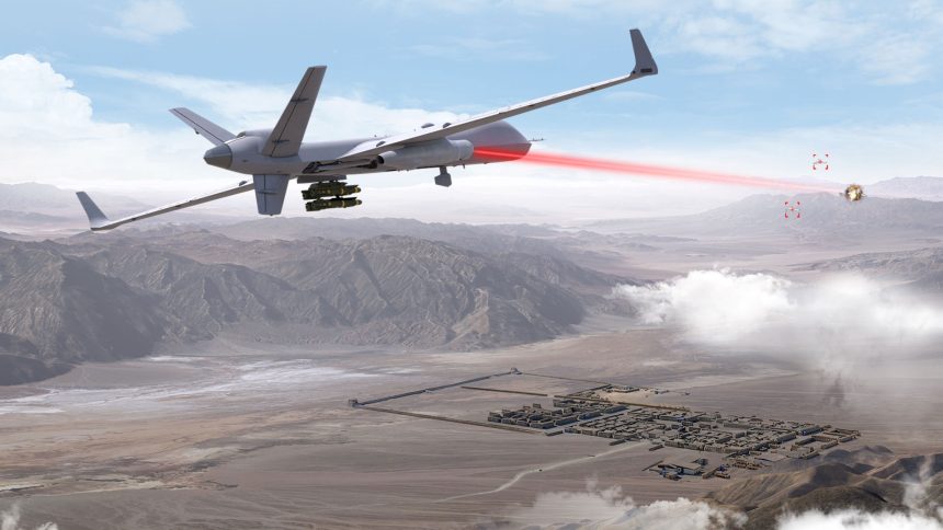 Illustration: General Atomics Visualisierung der MQ-9B mit einem neuen On-Board-Lasersystem