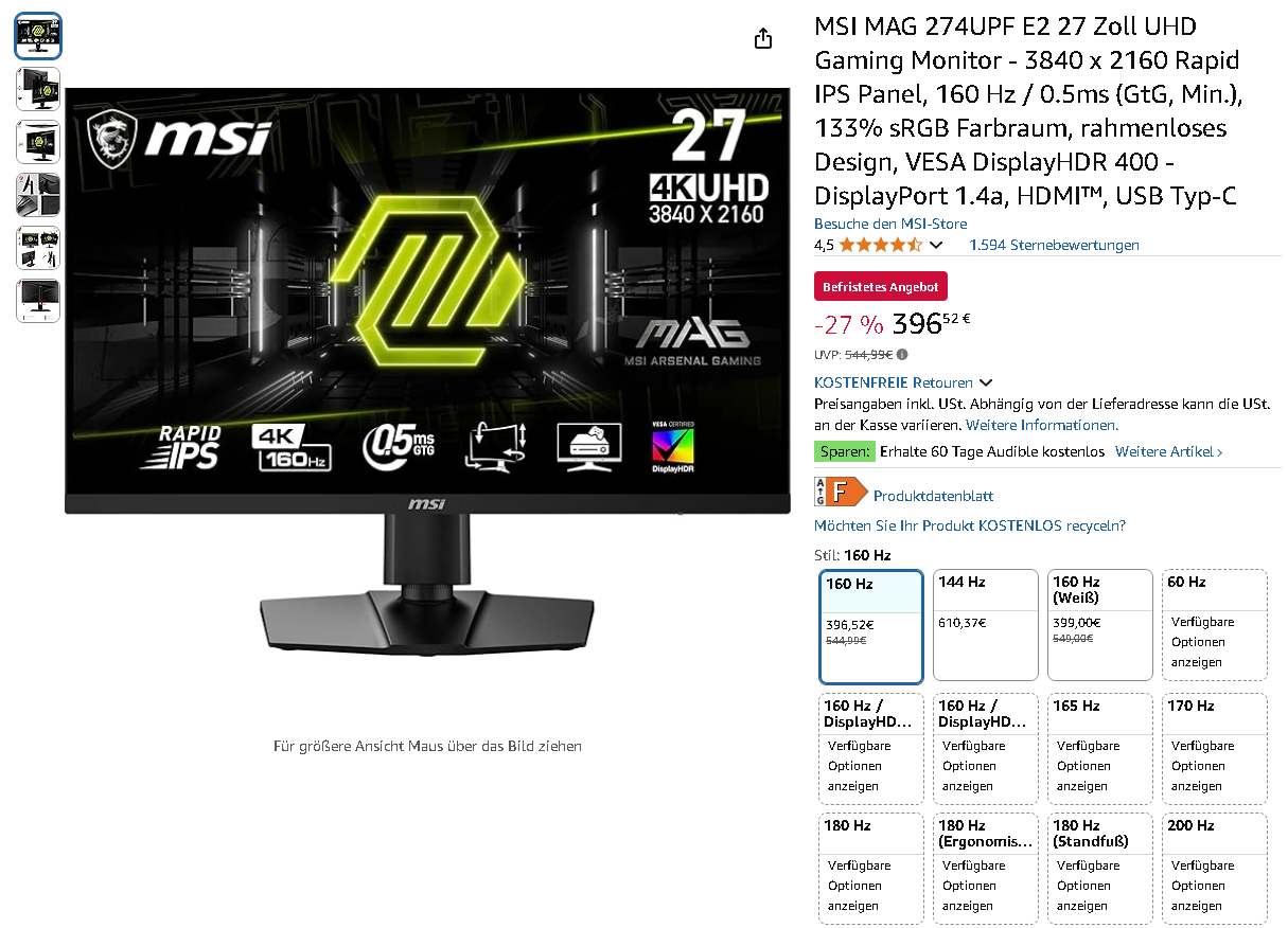 MSI MAG 274UPF E2 27 Zoll UHD Gaming Monitor