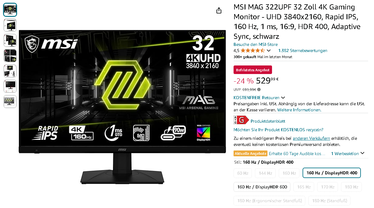 MSI Gaming Monitor MSI MAG 322UPF Gaming Monitor