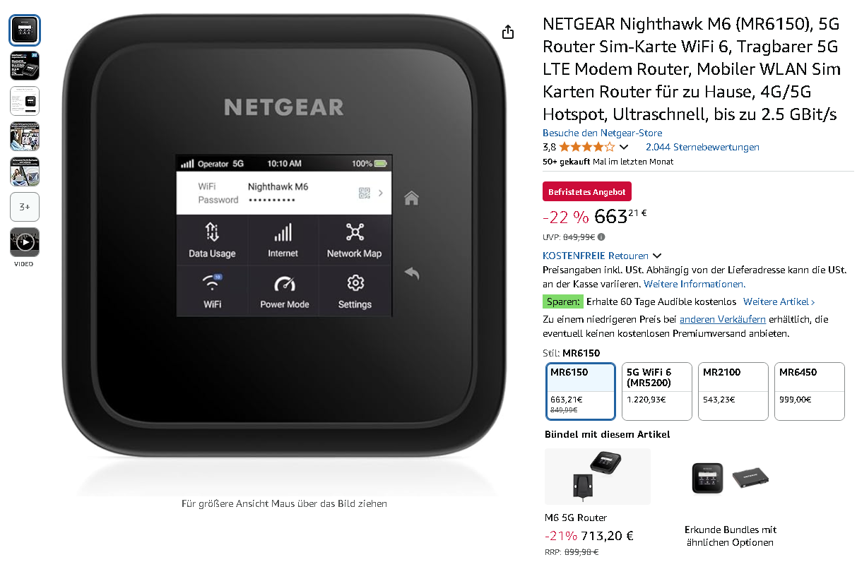 Screenshot der NETGEAR Nighthawk M6