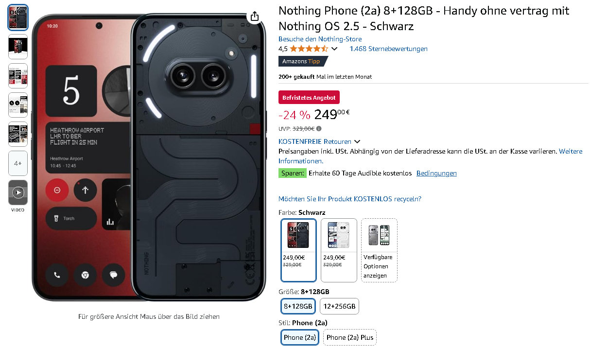 Screenshot des Nothing Phone (2a)