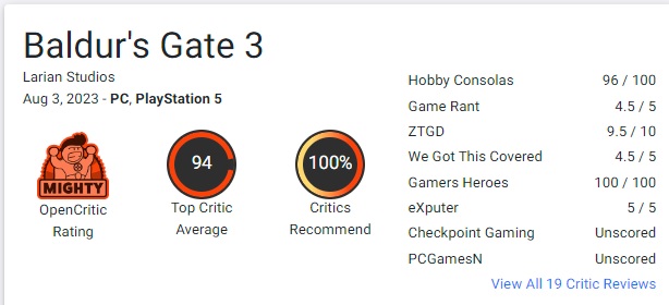 Eines der besten RPGs in der Geschichte der Branche! Die Kritiker sind von Baldur's Gate III begeistert und geben dem Spiel Bestnoten-3 Eines der besten RPGs in der Geschichte der Branche! Die Kritiker sind von Baldur's Gate III begeistert und geben dem Spiel Bestnoten-3
