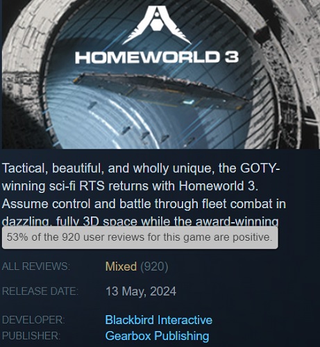 Und das ist das Spiel, auf das Sie 20 Jahre lang gewartet haben? Spieler kritisierten das Weltraum-Strategiespiel Homeworld 3 für seine langweilige Handlung und das zu einfache Gameplay-2