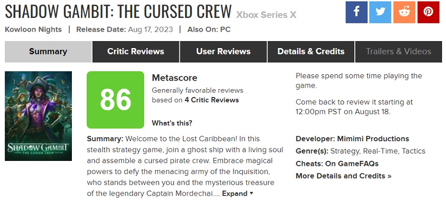 "Der Gipfel der Echtzeit-Taktikspiele": Kritiker sind begeistert von Shadow Gambit: The Cursed Crew und empfehlen das Spiel wärmstens zum Ausprobieren-2