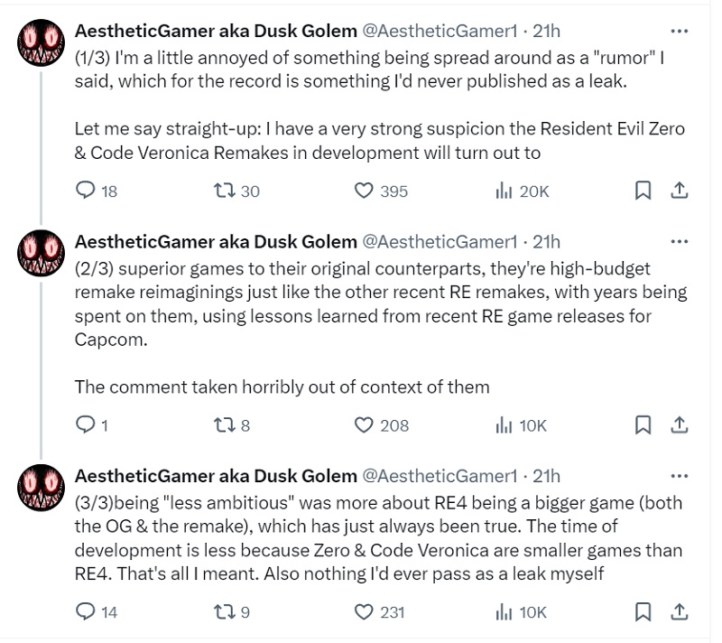 Ein Insider über die Remakes von Resident Evil 0 und Resident Evil Code: Veronica-Remakes - es ist nicht so, wie die Medien es uns erzählt haben-2 Ein Insider über die Remakes von Resident Evil 0 und Resident Evil Code: Veronica-Remakes - es ist nicht so, wie die Medien es uns erzählt haben-2
