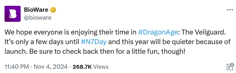 Dragon Age: The Veilguard wird die Fans von Mass Effect am Tag N7 ohne große Neuigkeiten zurücklassen: BioWare hat die Erwartungen der Fans gedämpft-2 Dragon Age: The Veilguard wird die Fans von Mass Effect am Tag N7 ohne große Neuigkeiten zurücklassen: BioWare hat die Erwartungen der Fans gedämpft-2